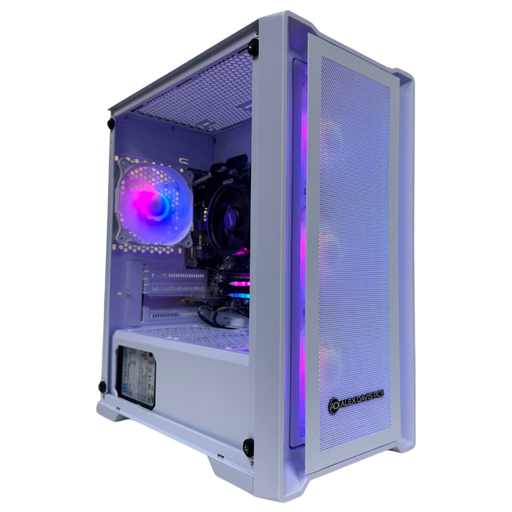 AMD Ryzen 5 5600G 3.90GHz 6-Core Radeon VEGA 7 Graphics Gaming PC White Side Angle 2