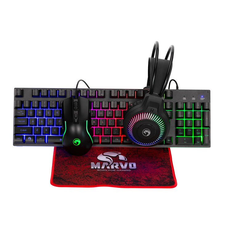 Marvo Scorpion CM416 Loot 40 4-in-1 Gaming Bundle, Wired Keyboard, Mouse, Headset and Mouse Pad