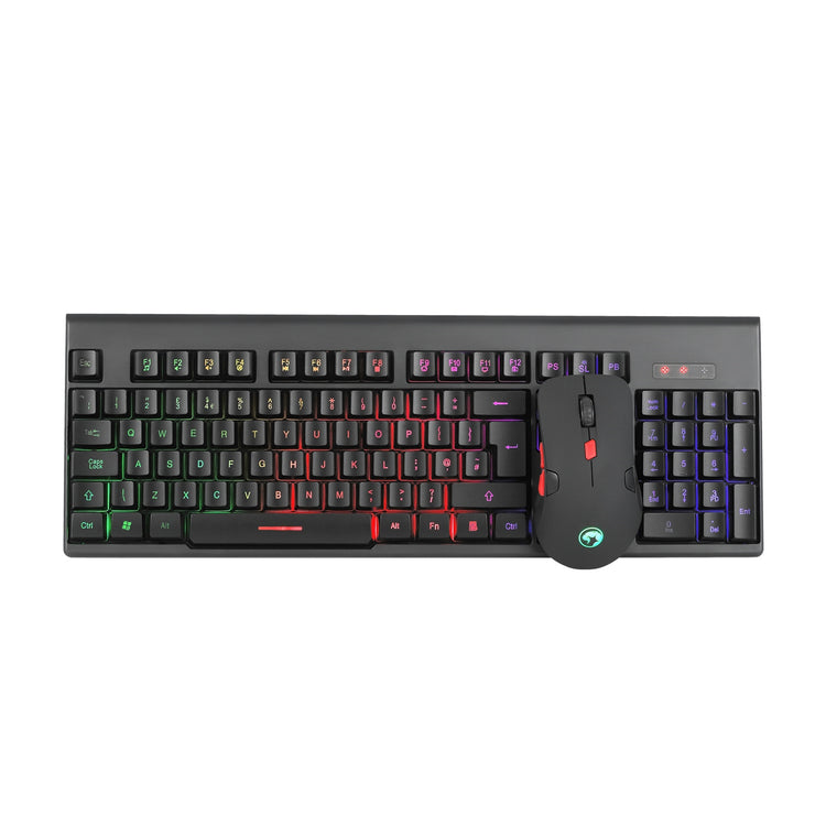 Marvo Scorpion KW512 Wireless Keyboard and Mouse Bundle, 12 Multimedia Keys, 3 Colour LED Backlit with 7 Lighting Modes